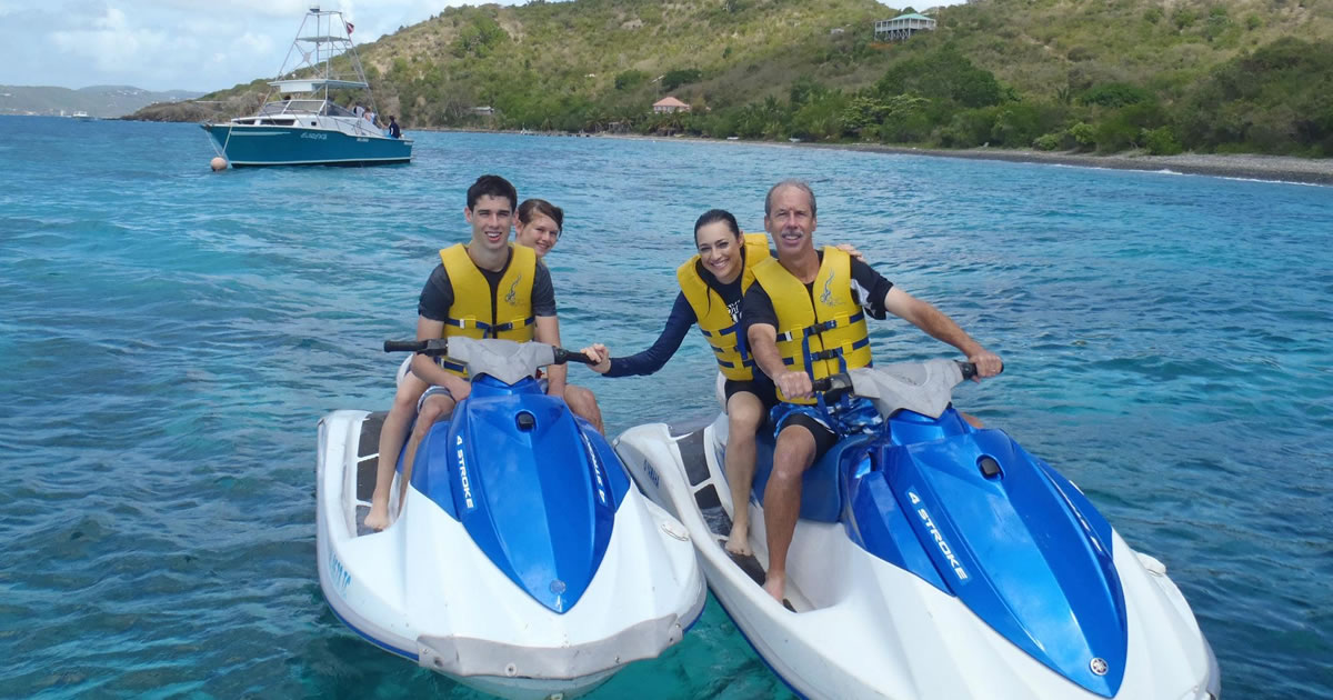 Photo of copywriter Susan Greene with her husband and two children in St. Thomas, U.S. Virgin Islands