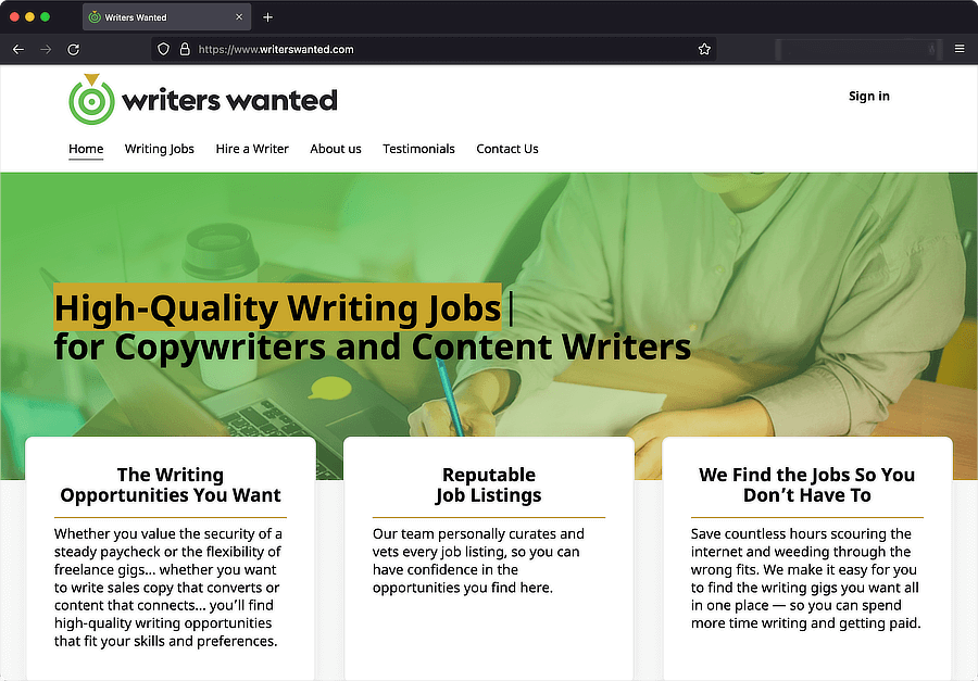 WritersWanted.com Website