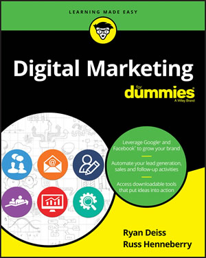 Cover of the book 'Digital Marketing for Dummies' co-written by Russ Henneberry